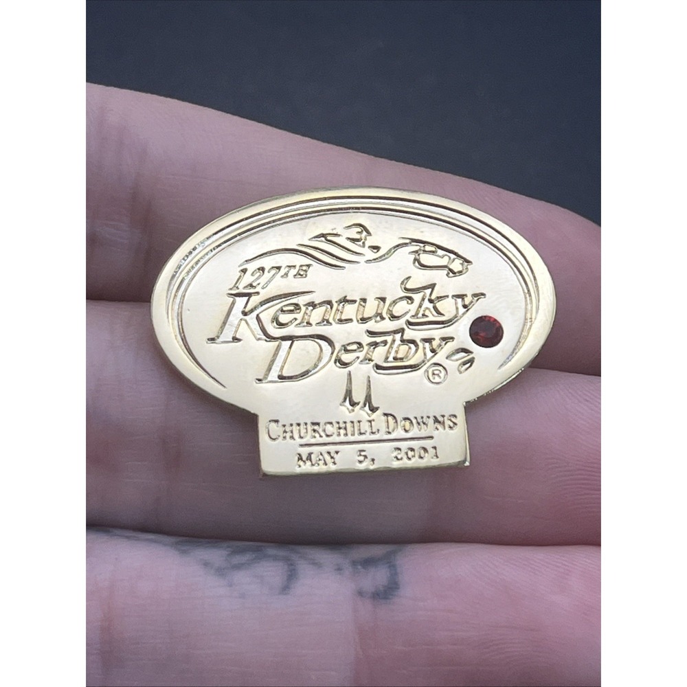 Kentucky Derby 127 Horse Racing Churchill Downs Gold Tone Lapel Hat Pin